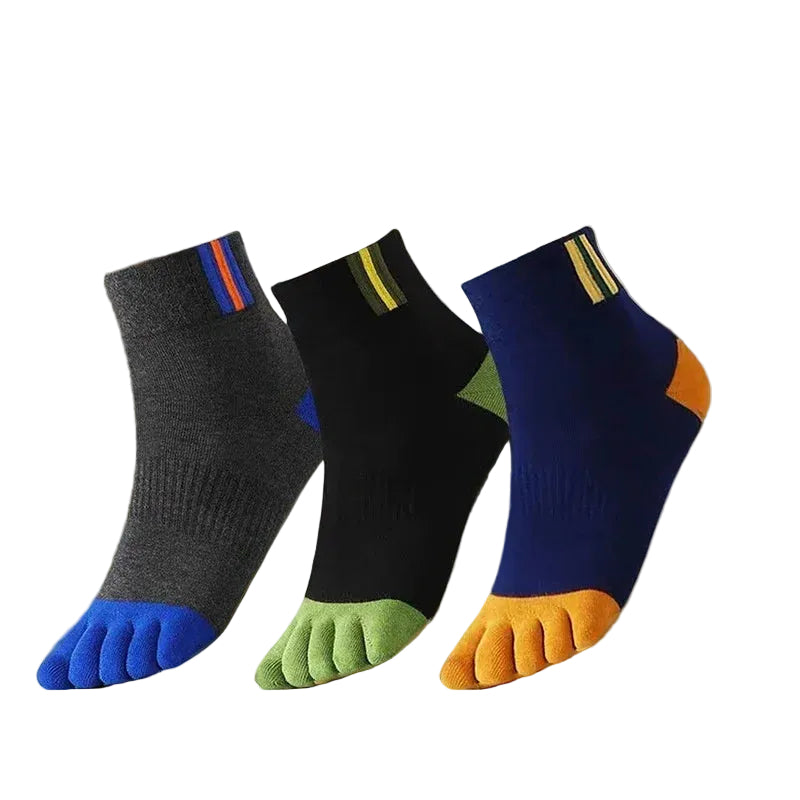 5 Pairs Men's Casual Five-Toe Cotton Socks Breathable Split Toe Sports Socks