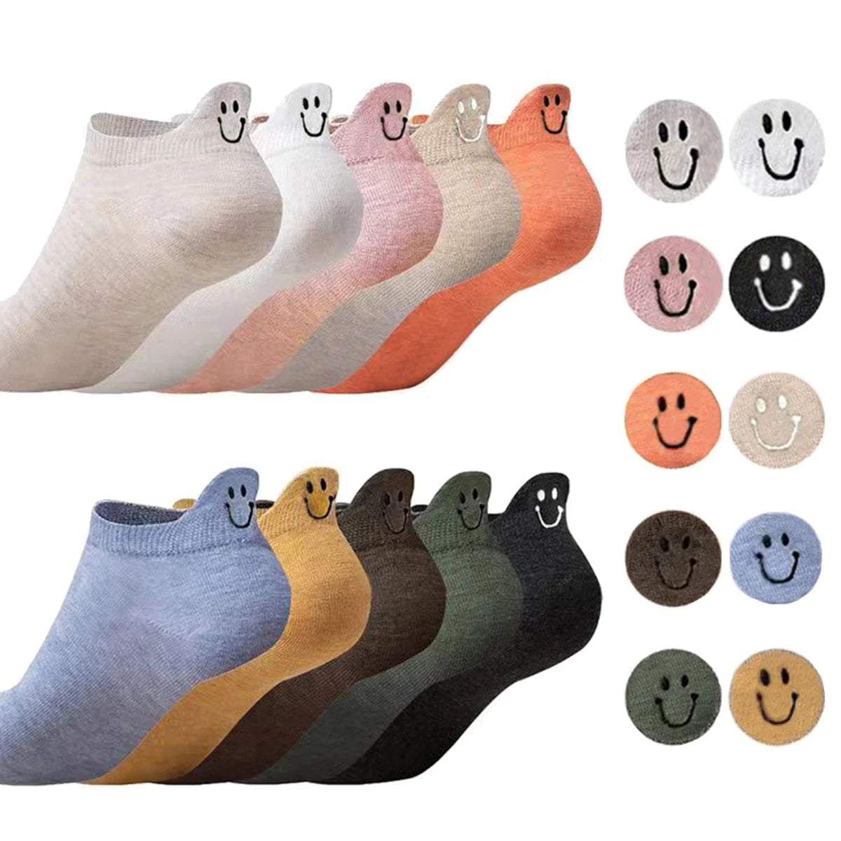 10 Pairs Kawaii Short Socks Women Spring Summer Heel Embroidered Ankle Socks