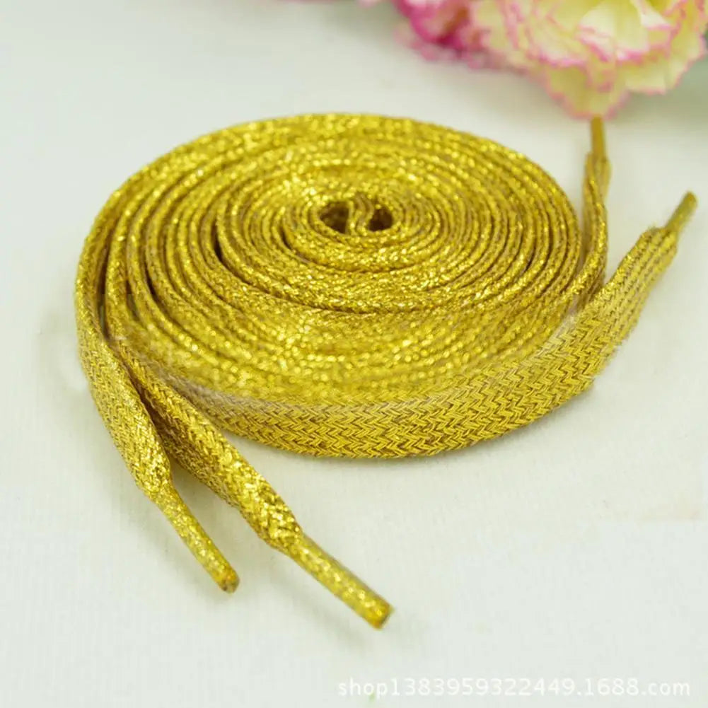 Shiny Gold Silver Colorful Bright Shoelaces 113-115cm Sneaker Sport Laces
