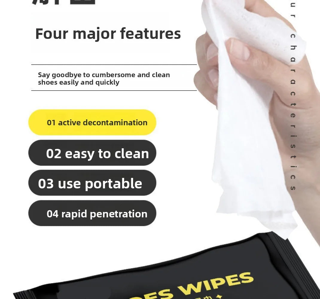 Pack of 80PCS Cleaning Shoe Wipes Disposable Travel Friendly Dirt Removal Polishing