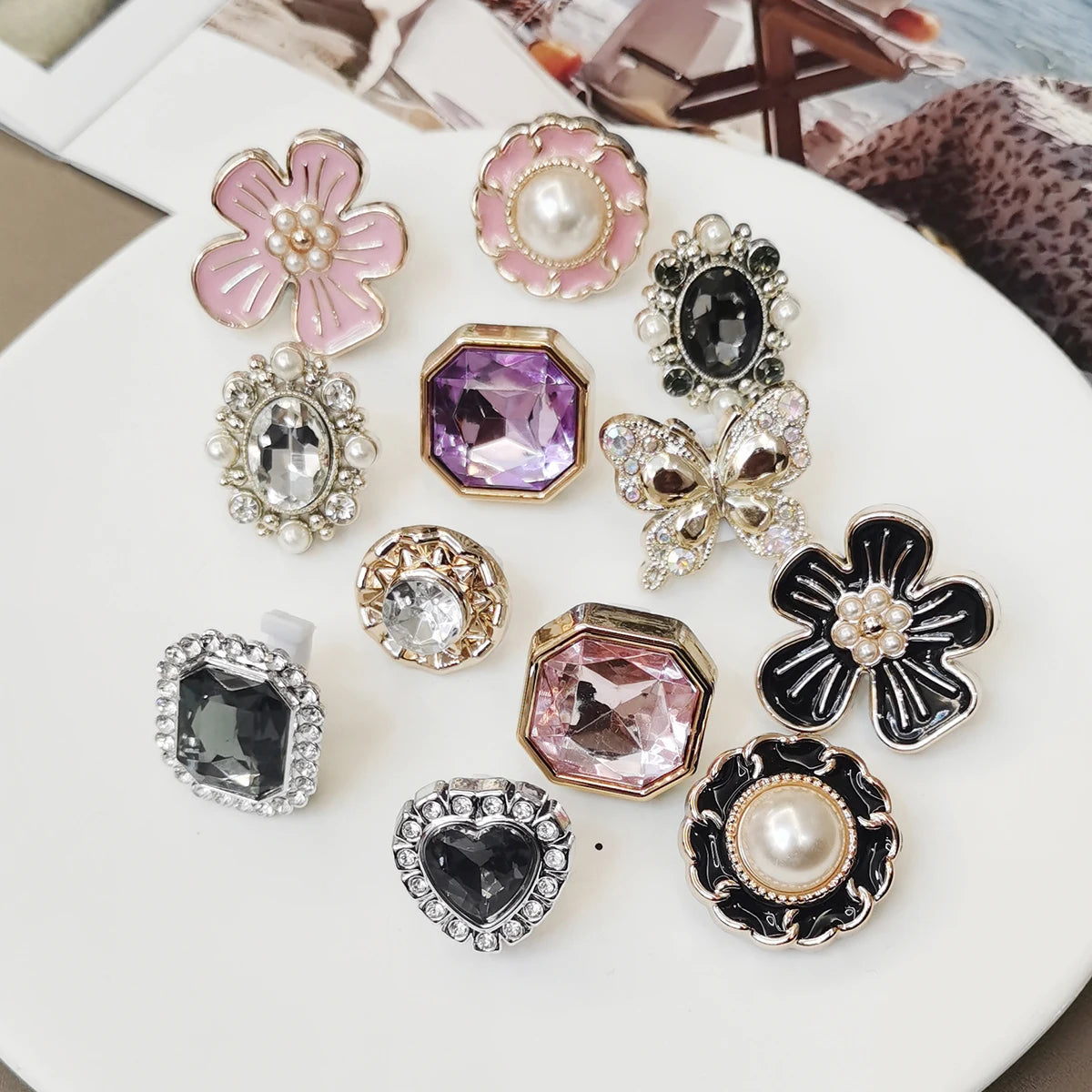 4PCS Flowers Shoelaces Charms Butterfly Shoes Buckles DIY Geometric Clips