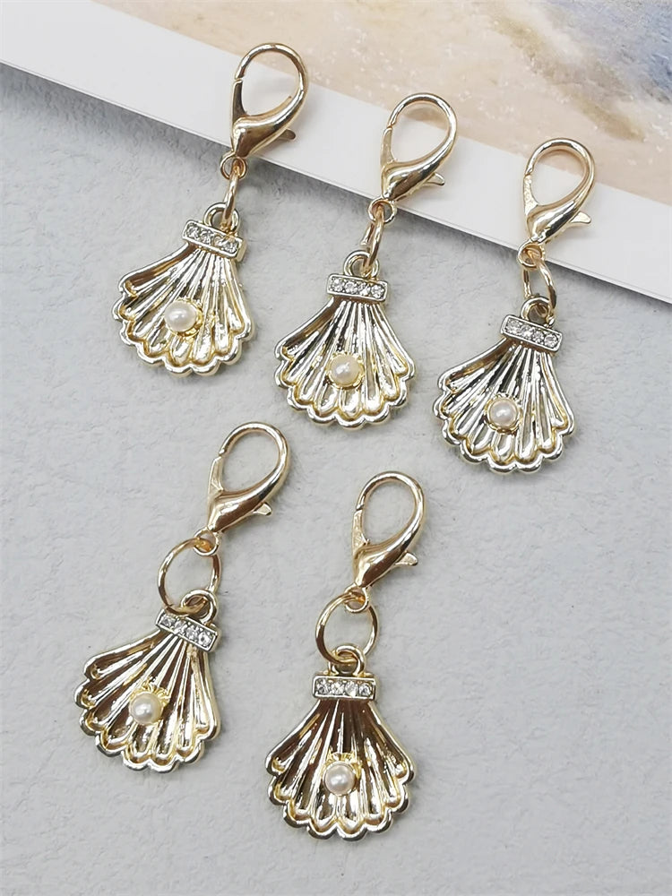 5PCS Rhinestone Starfish Shoe Pendants Shoelaces Charms DIY Shell Clips