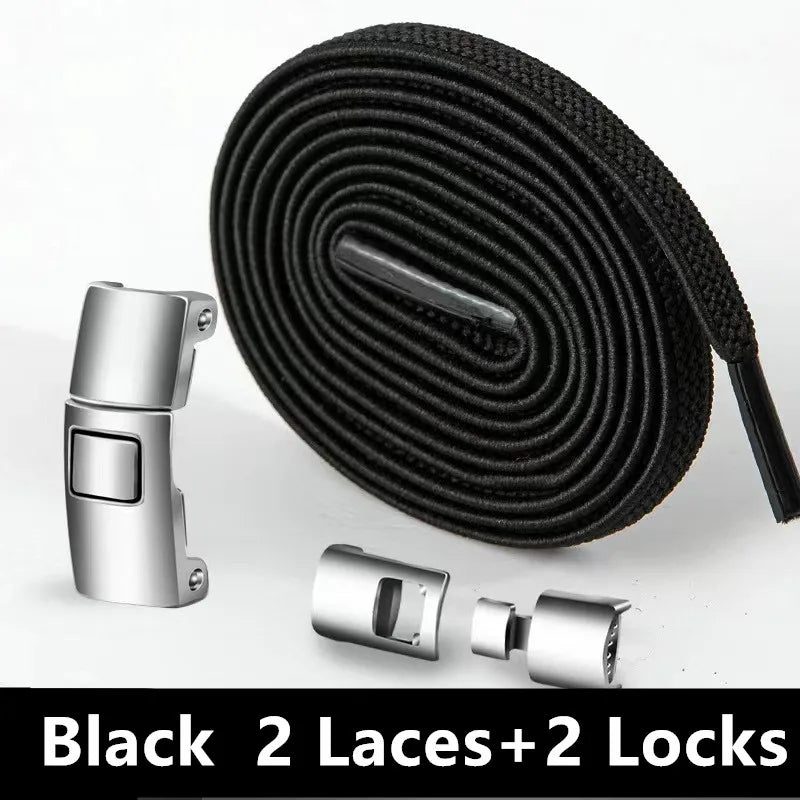 Lazy Quick Metal Press Lock Elastic No Tie Shoelaces Kids Adult