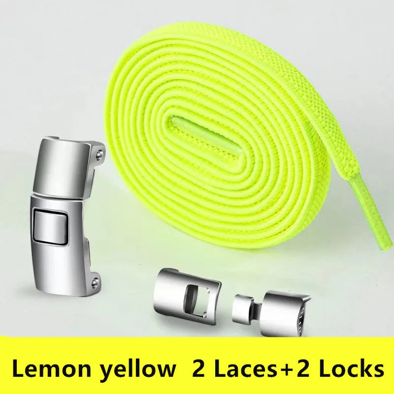 Lazy Quick Metal Press Lock Elastic No Tie Shoelaces Kids Adult