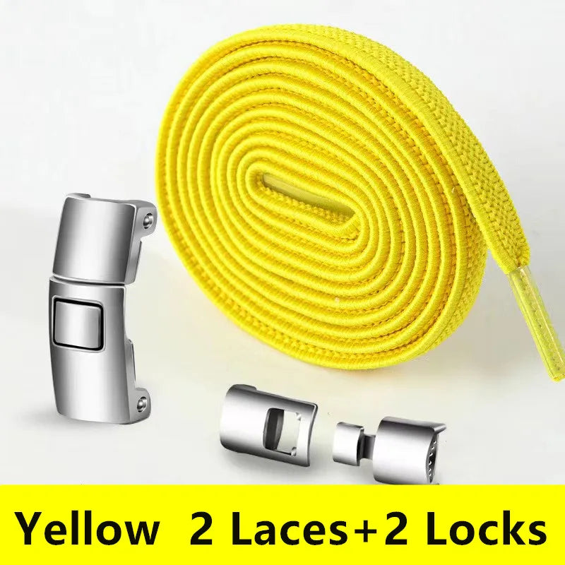 Lazy Quick Metal Press Lock Elastic No Tie Shoelaces Kids Adult