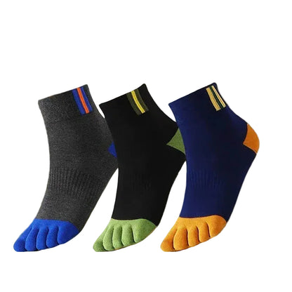 5 Pairs Men's Casual Five-Toe Cotton Socks Breathable Split Toe Sports Socks