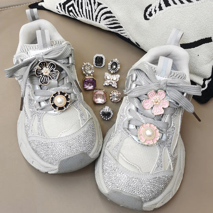 4PCS Flowers Shoelaces Charms Butterfly Shoes Buckles DIY Geometric Clips