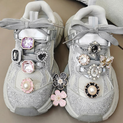 4PCS Flowers Shoelaces Charms Butterfly Shoes Buckles DIY Geometric Clips