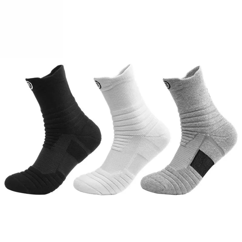3 Pairs Men's Compression Socks Basketball Sports Cycling Running Tube Socks