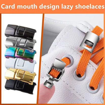 Lazy Quick Metal Press Lock Elastic No Tie Shoelaces Kids Adult