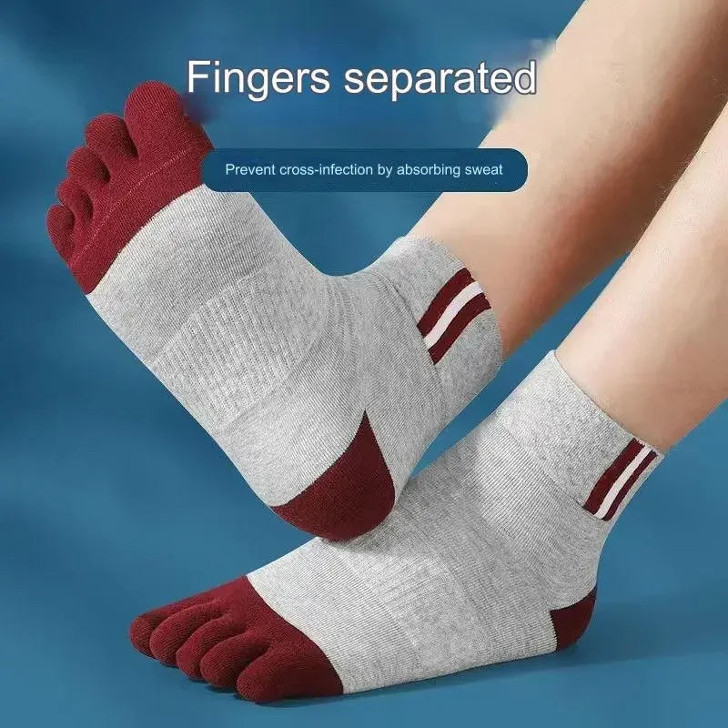 5 Pairs Men's Casual Five-Toe Cotton Socks Breathable Split Toe Sports Socks