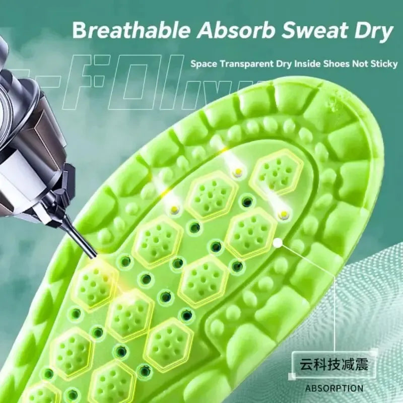 Sport Orthopedic Insoles PU Air Cushion Shock Absorption Deodorant Running