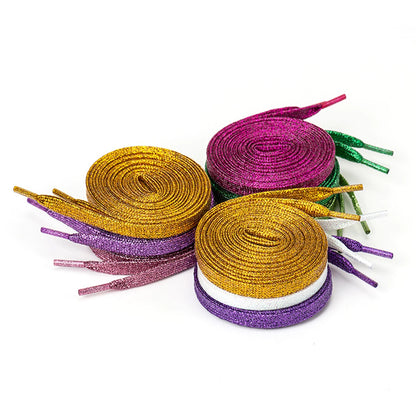 Shiny Gold Silver Colorful Bright Shoelaces 113-115cm Sneaker Sport Laces