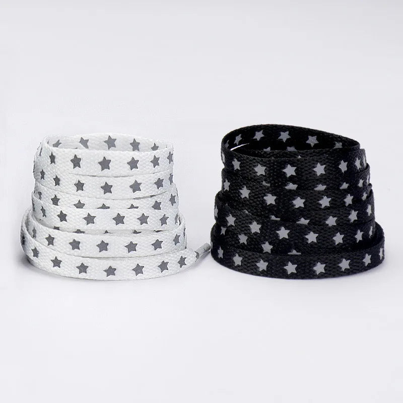 Colorful Reflective Shoe Lace Flat Night Running Party Star Shoelace