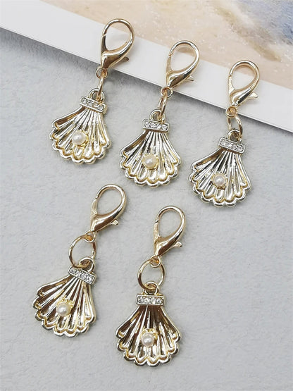 5PCS Rhinestone Starfish Shoe Pendants Shoelaces Charms DIY Shell Clips