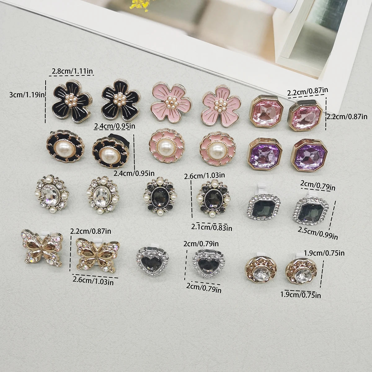 4PCS Flowers Shoelaces Charms Butterfly Shoes Buckles DIY Geometric Clips