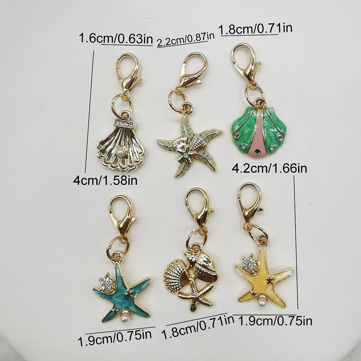 5PCS Rhinestone Starfish Shoe Pendants Shoelaces Charms DIY Shell Clips