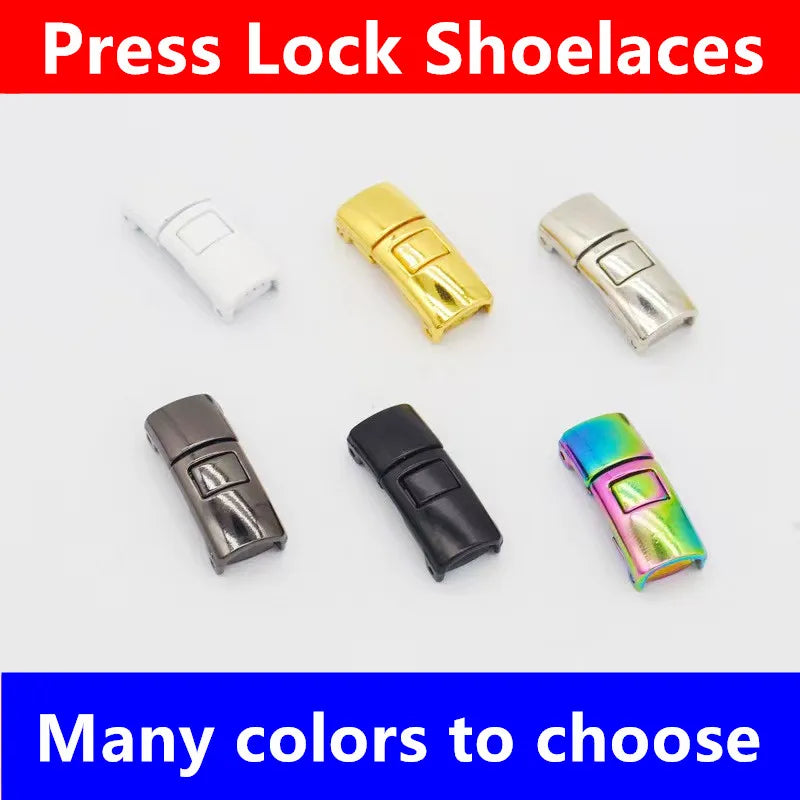 Lazy Quick Metal Press Lock Elastic No Tie Shoelaces Kids Adult