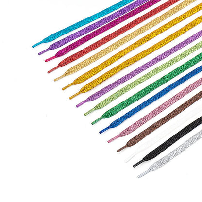 Shiny Gold Silver Colorful Bright Shoelaces 113-115cm Sneaker Sport Laces