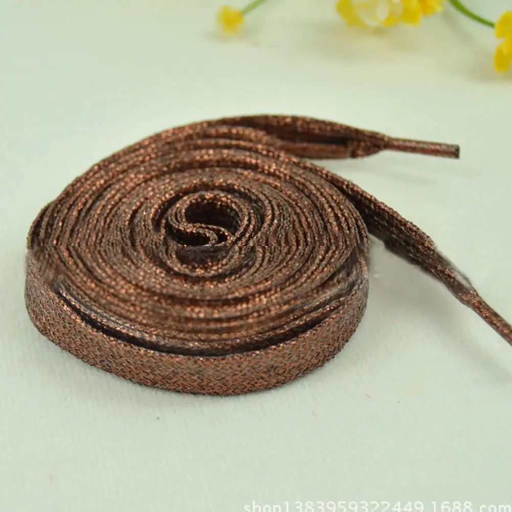 Shiny Gold Silver Colorful Bright Shoelaces 113-115cm Sneaker Sport Laces