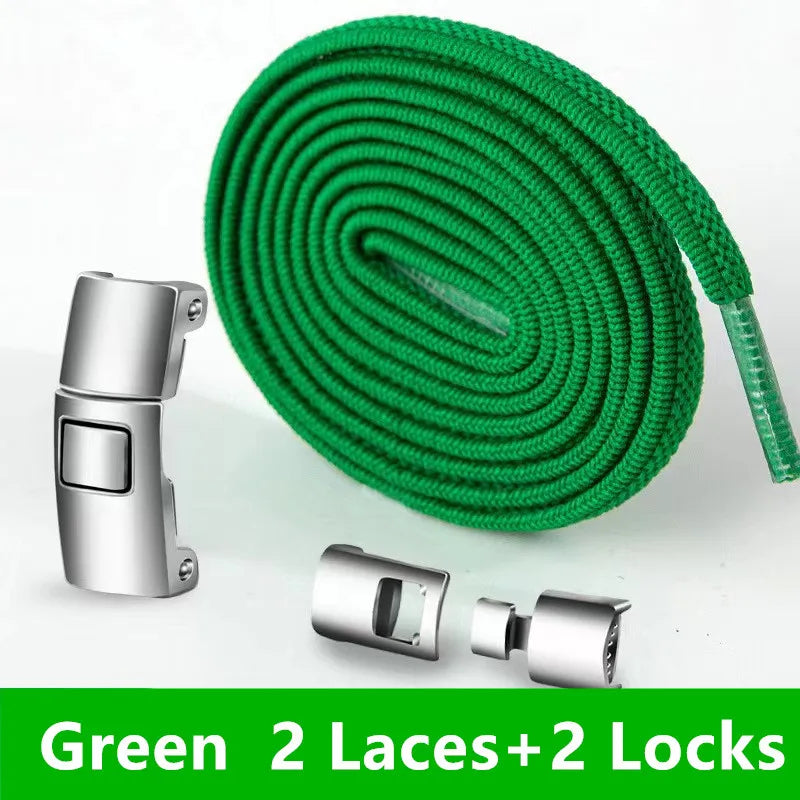 Lazy Quick Metal Press Lock Elastic No Tie Shoelaces Kids Adult