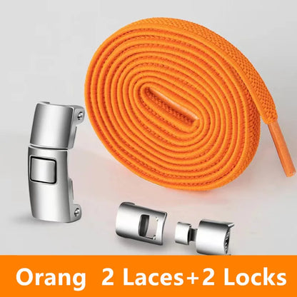 Lazy Quick Metal Press Lock Elastic No Tie Shoelaces Kids Adult