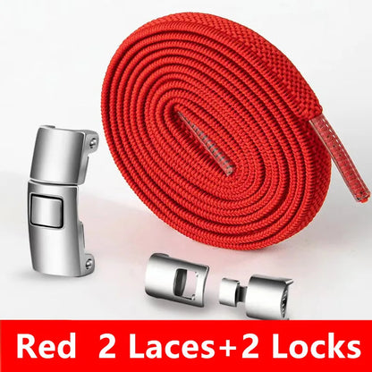 Lazy Quick Metal Press Lock Elastic No Tie Shoelaces Kids Adult