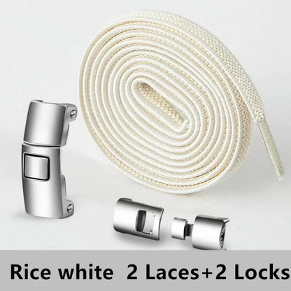 Lazy Quick Metal Press Lock Elastic No Tie Shoelaces Kids Adult
