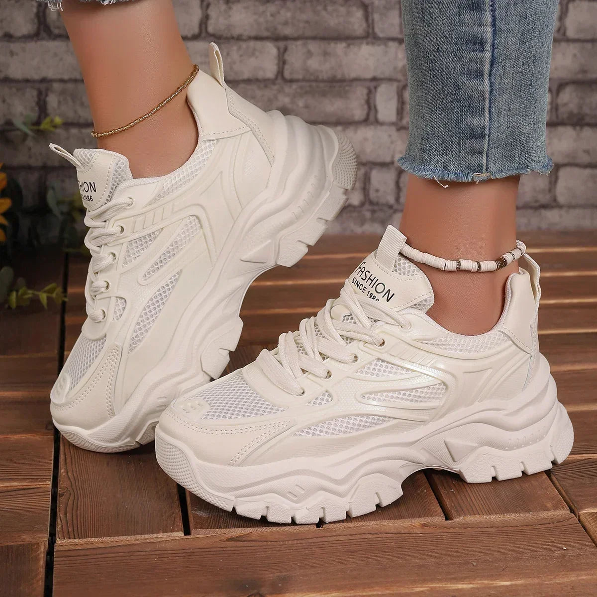 Women Outdoor Tennis Platform Sports Shoes Lightweight Chunky Sneakers