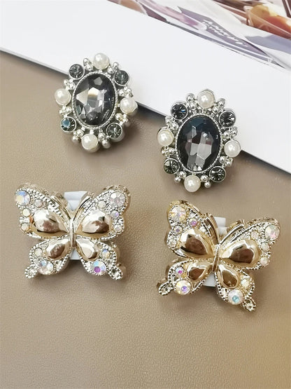 4PCS Flowers Shoelaces Charms Butterfly Shoes Buckles DIY Geometric Clips